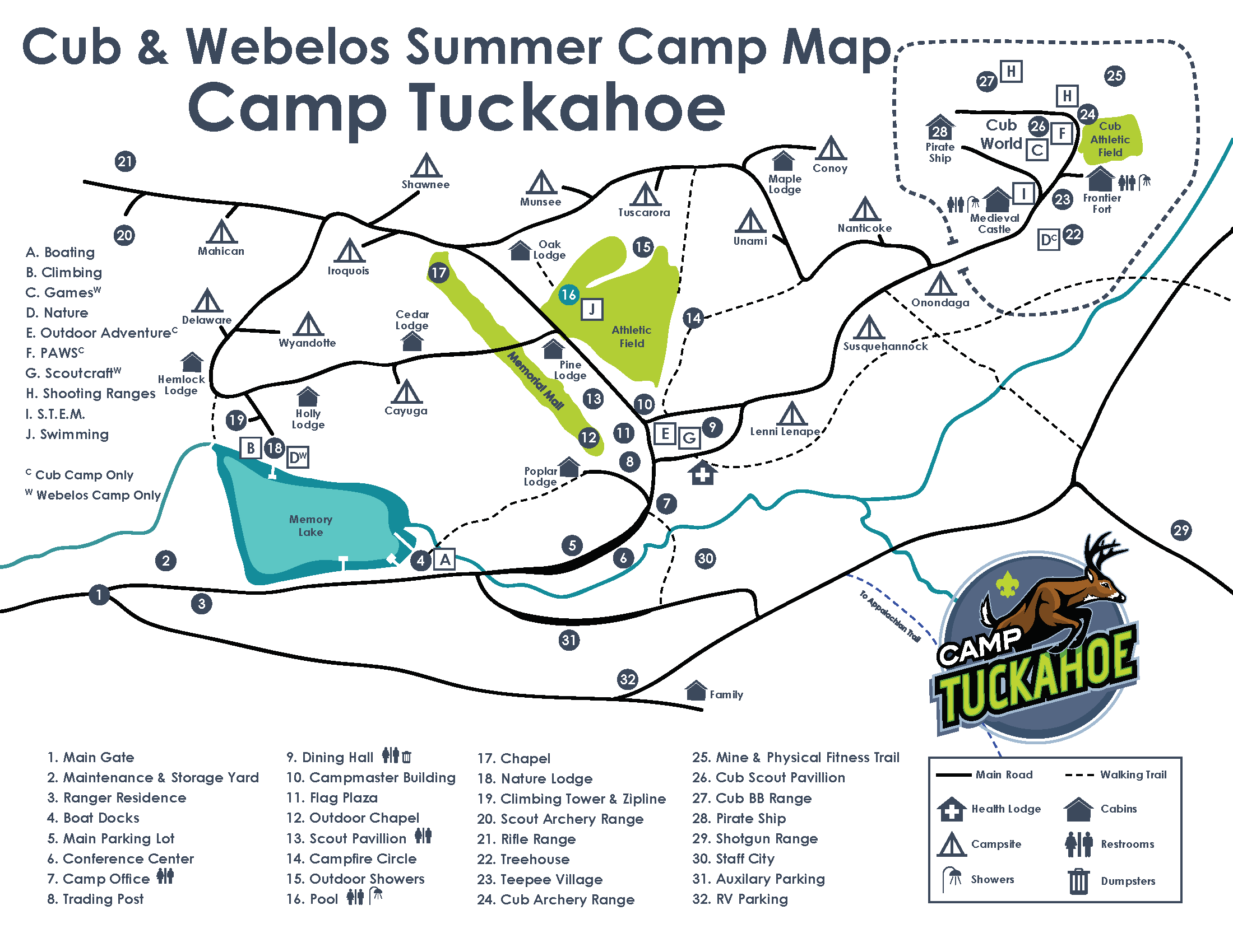 Camp Tuckahoe Map Cub and Webelos Summer Camp New Birth of Freedom