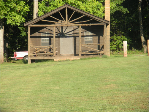 The camp's original administration building, now used as sleeping cabin.