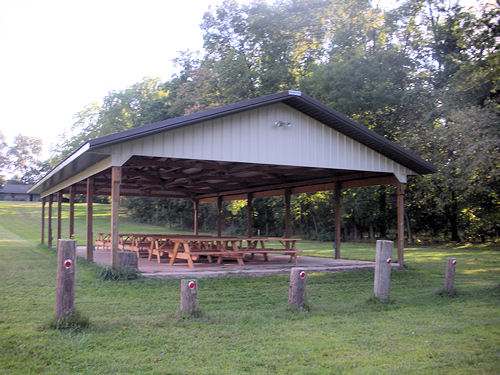 Outdoor pavilion located near the bottom of the activity field.